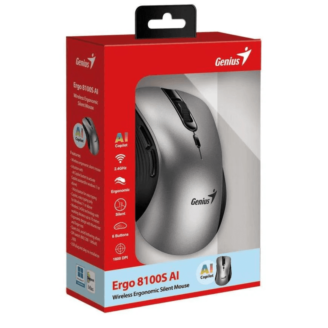 Mouse Genius Ergo 8100S AI Copilot Wireless 6 Botones ergonomico - Achorao