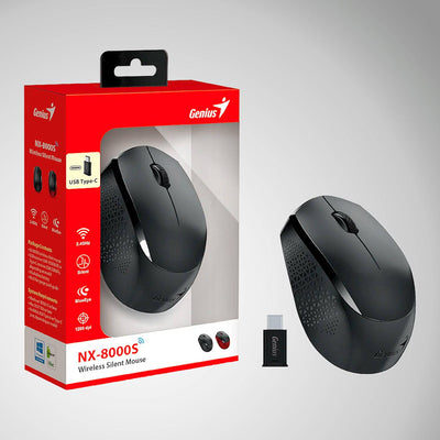 Mouse Genius NX-8000S USB-C Wireless Blueeye Silent Ergonómico - Achorao