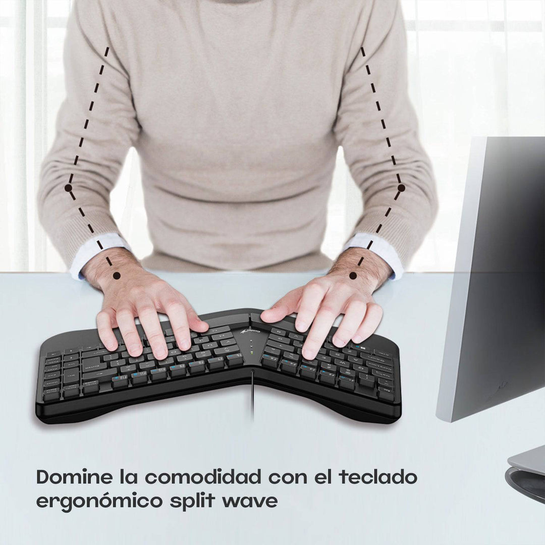 Teclado Genius Ergo KB-700 c/Tecla Copilot USB SP Negro - Achorao