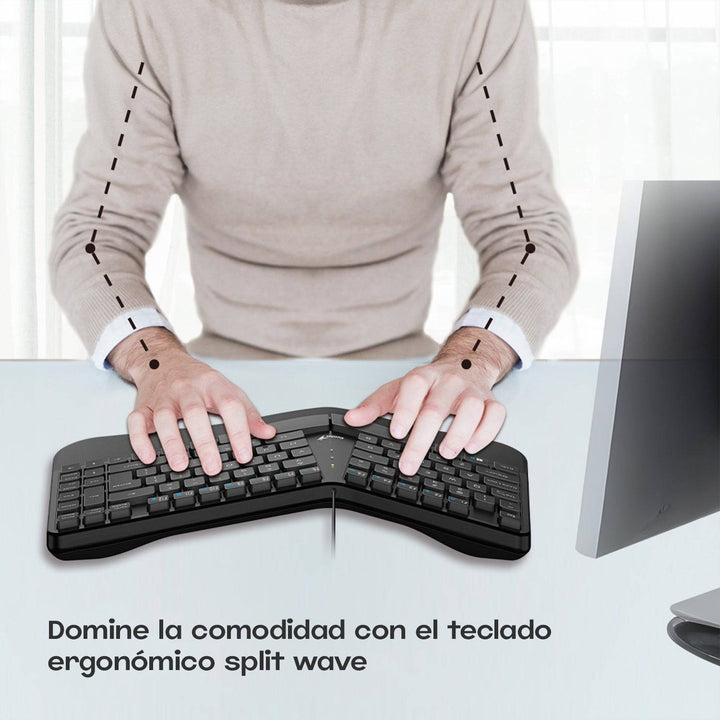 Teclado Genius Ergo KB-700 c/Tecla Copilot USB SP Negro - Achorao