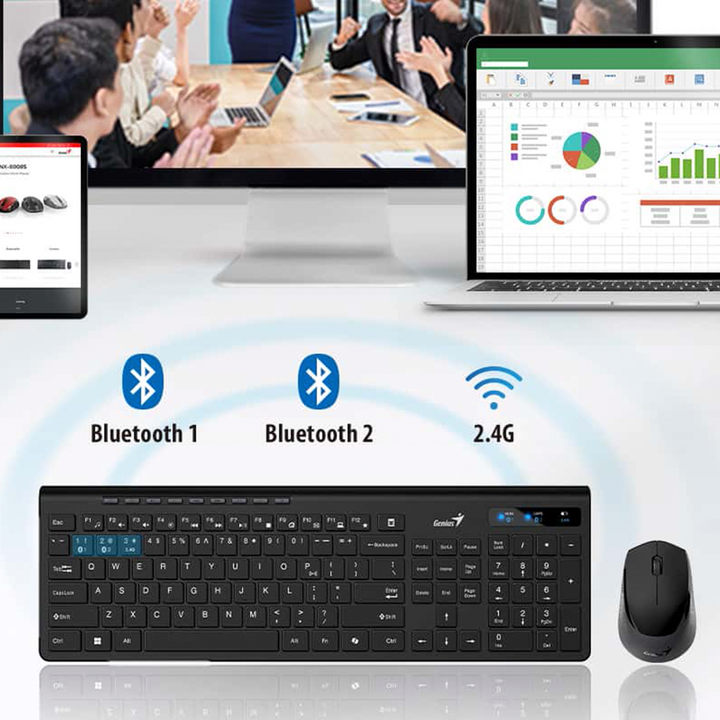 TECLADO GENIUS + MOUSE SLIMSTAR 8230 WIRELESS/BLUETOOTH MULTIMEDIA - Achorao