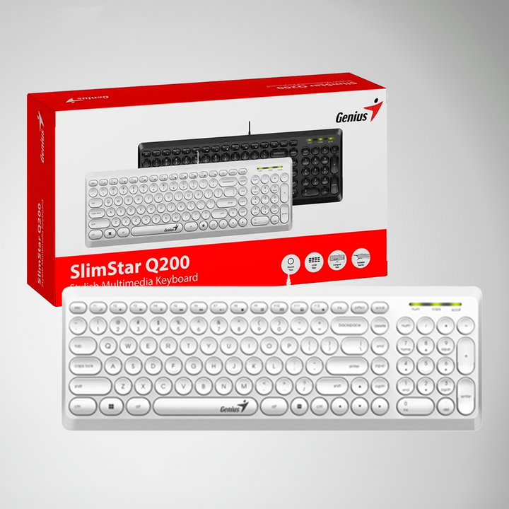 Teclado Genius Slimstar Q200 USB multimedia español Blanco - Achorao