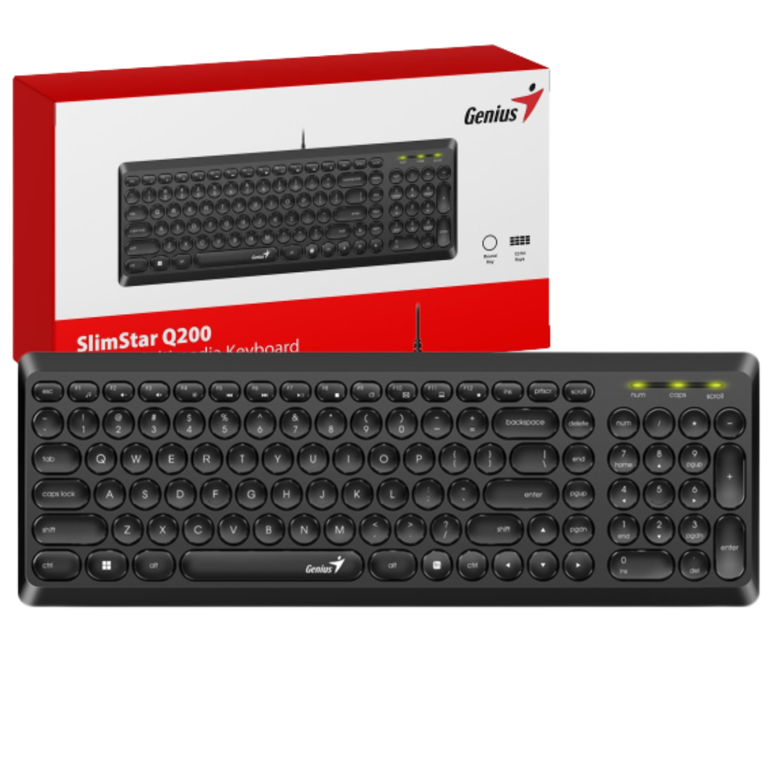 Teclado Genius Slimstar Q200 USB multimedia español Negro - Achorao