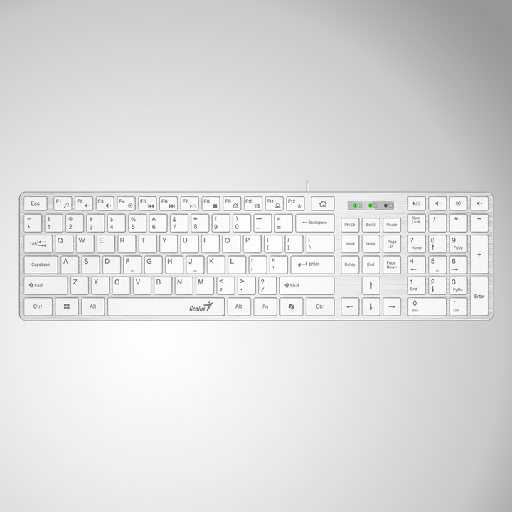 Teclado Genius Smart Slimstar 126 de oficina en negro con USB y funciones multimedia, layout en español.