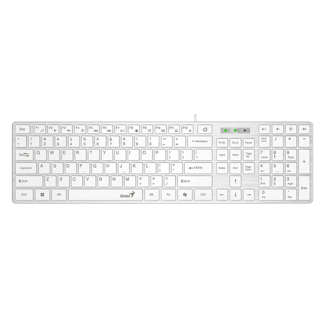 Teclado de oficina Genius Smart Slimstar 126 en color negro con teclas multimedia y diseño compacto en idioma español.