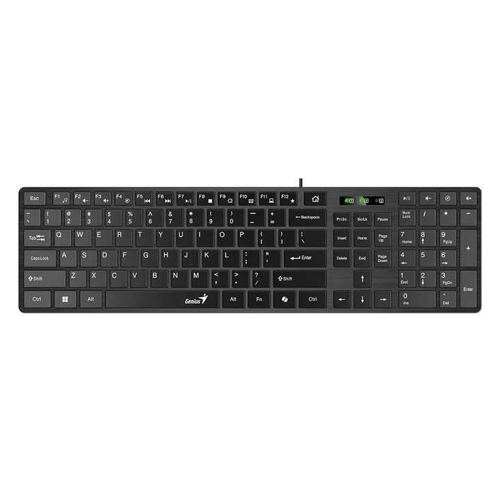 Teclado de oficina Genius Smart Slimstar 126 en color negro con funciones multimedia y diseño compacto en español