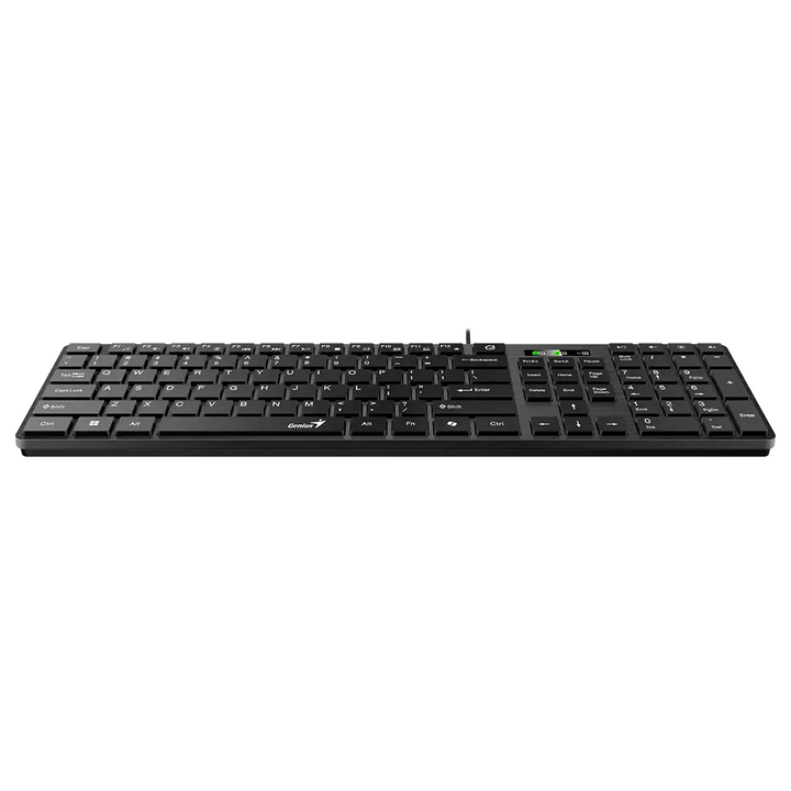 Teclado Genius Smart Slimstar 126 de oficina en color negro, USB, funciones multimedia y distribución en español.