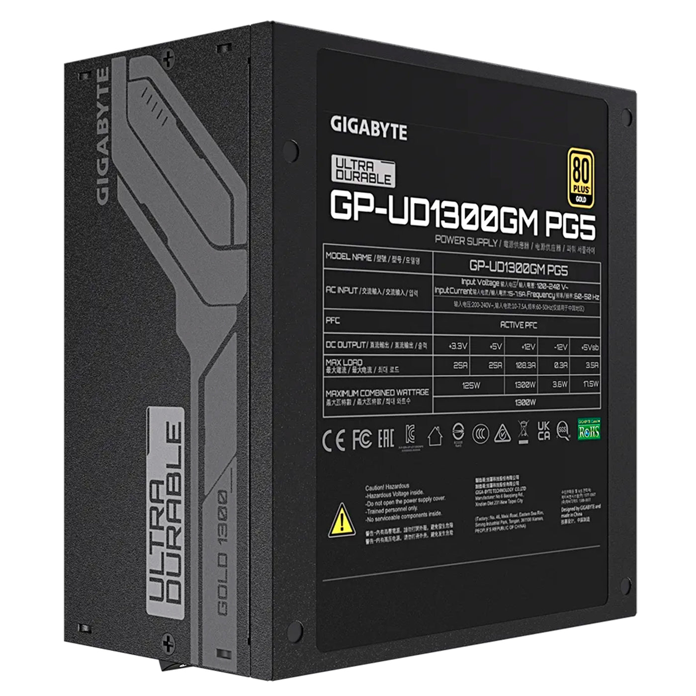 Fuente de alimentación GIGABYTE GP-UD1300GM P, 1300W, 80 PLUS Gold Certified, Formato ATX. - Achorao