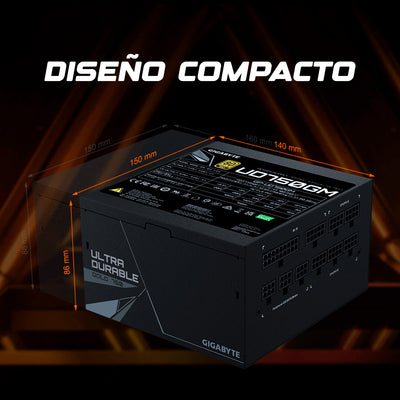 Fuente de alimentación Gigabyte GP-UD750GM, 750W, ATX, 80 Plus Gold, 100V ~ 240VAC. - Achorao