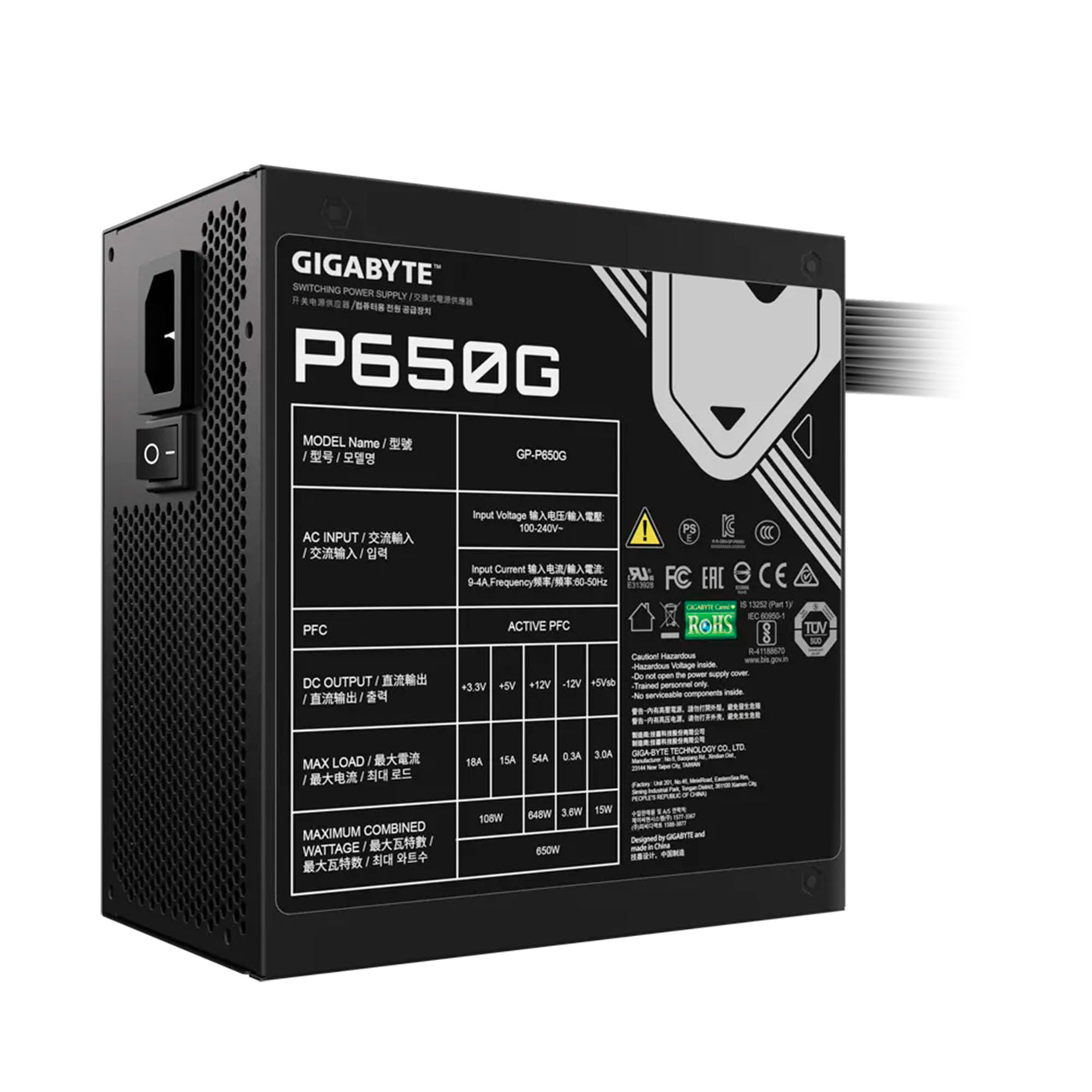 Fuente de alimentación Gigabyte P650G, 650W, 80 PLUS Gold, Formato ATX. - Achorao