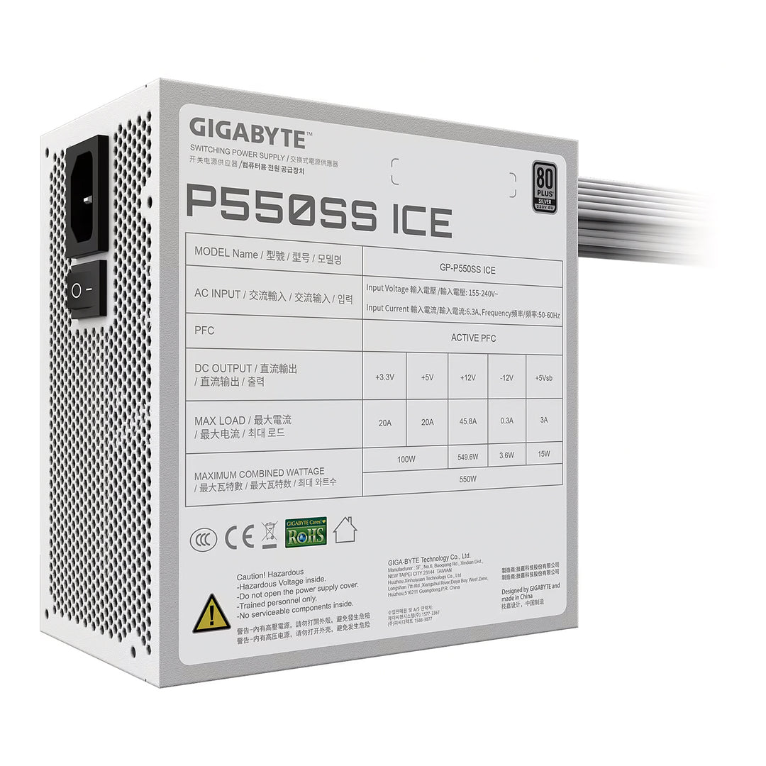 Fuente de poder Gigabyte P550SS 80 plus silver 550 wts - Achorao