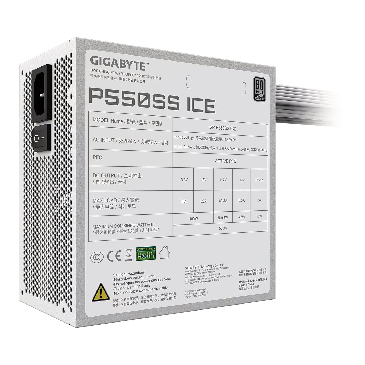 Fuente de poder Gigabyte P550SS 80 plus silver 550 wts - Achorao