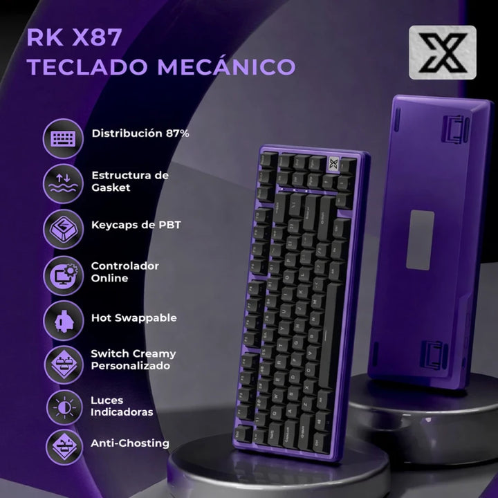 Teclado gamer mecánico Royal Kludge RK X87, cableado - Achorao
