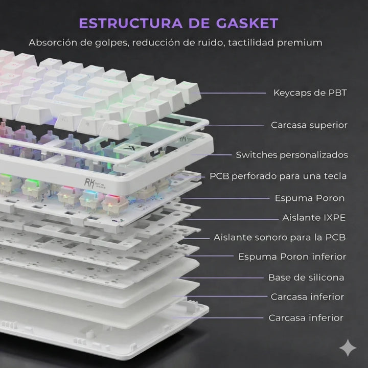 Teclado gamer mecánico Royal Kludge RK X87, cableado - Achorao