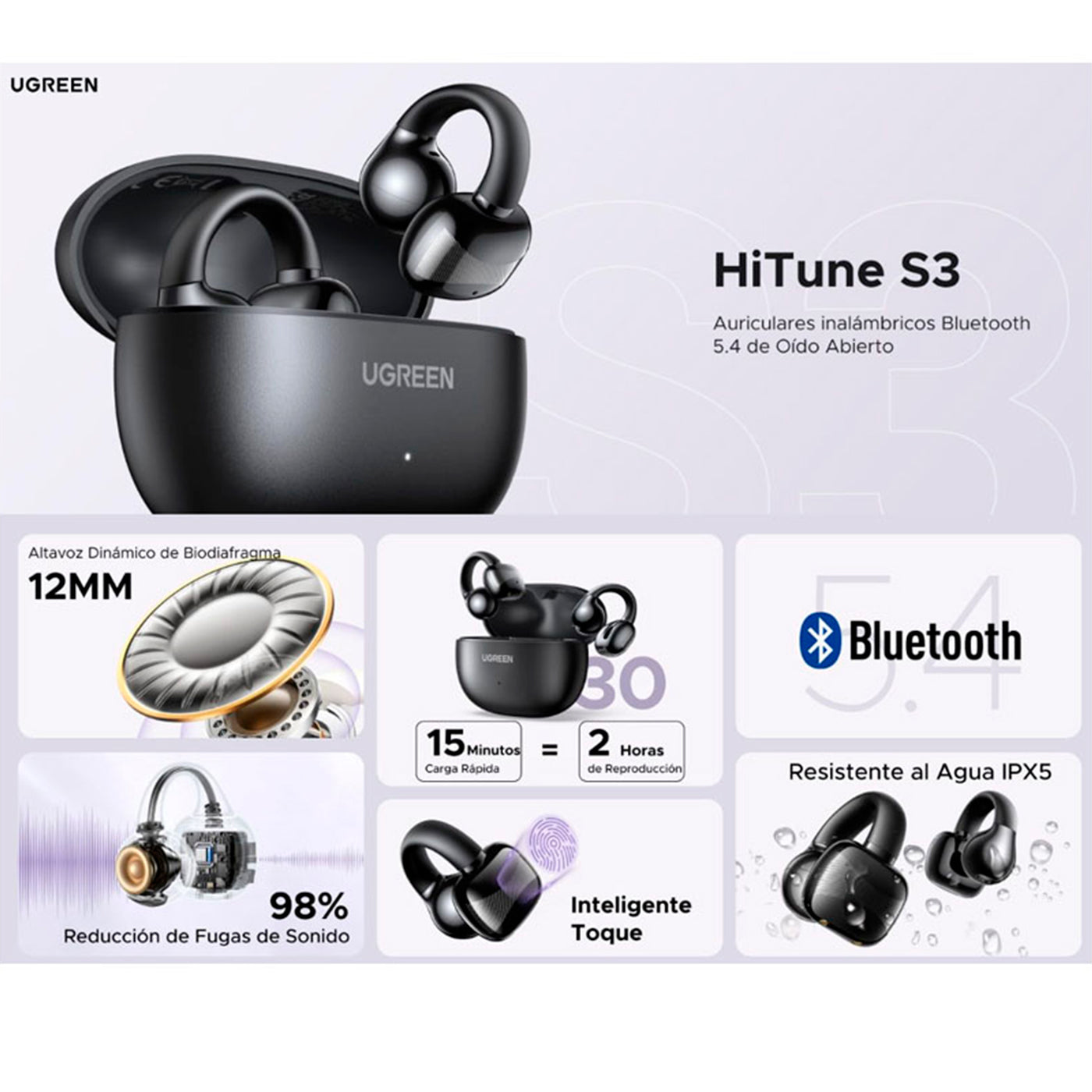 Audífonos inalámbricos UGREEN HiTune S3 True Wireless Earbuds WS209