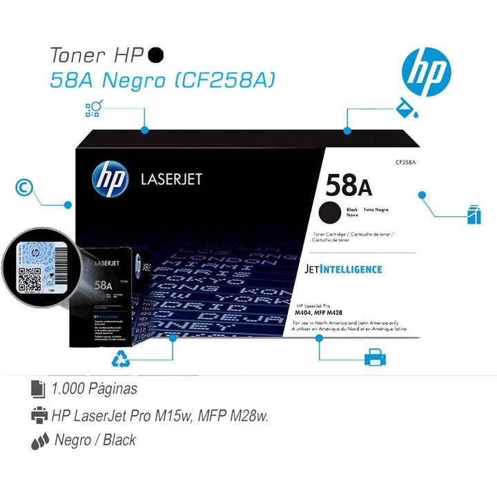 Cartucho de tinta HP 58A Black LaserJet Toner Cartridge - Achorao