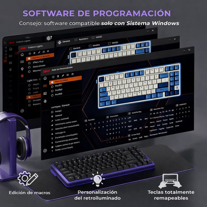 Teclado gamer mecánico Royal Kludge RK X87, cableado - Achorao