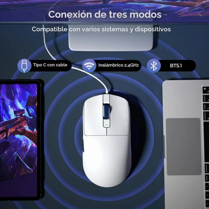 Mouse gamer Royal Kludge M30 White Blue