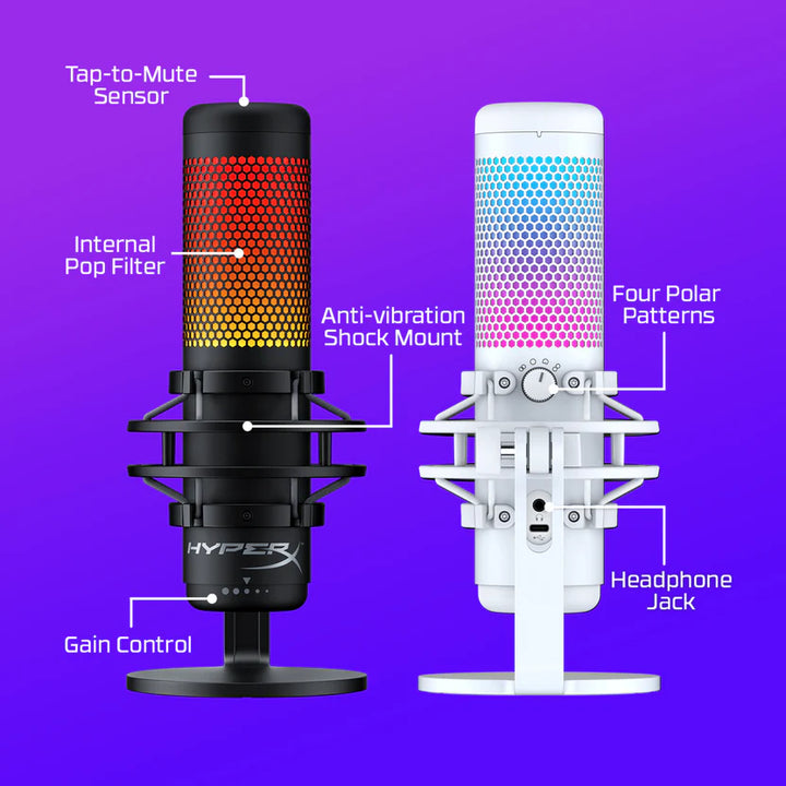 Micrófono Hyperx QuadCast S condensador USB rgb PC MAC PS5 PS4 - Achorao