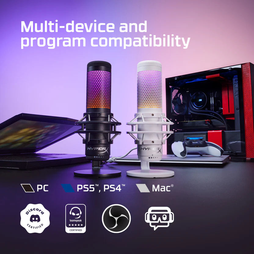 Micrófono Hyperx QuadCast S condensador USB rgb PC MAC PS5 PS4 - Achorao