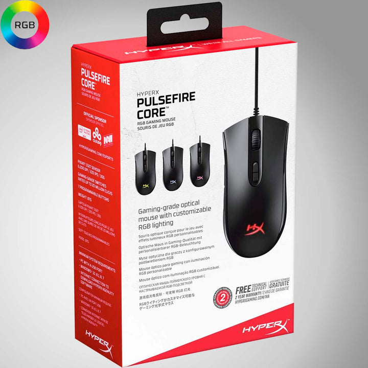 Mouse Gamer Hyperx Pulsefire Core RGB 6 Botones 6200 DPI(P163B) - Achorao