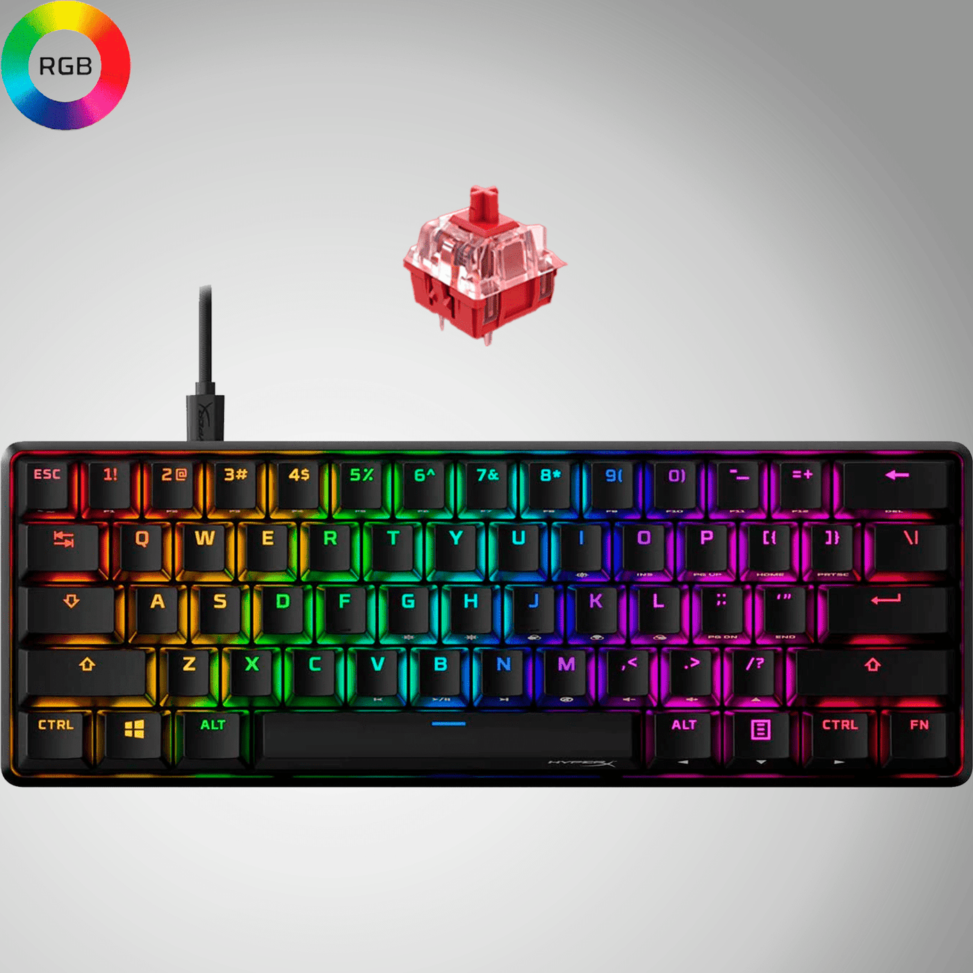 Teclado Gamer HyperX Alloy Origins 60% Mecánico USB-C RGB(P163B) - Achorao