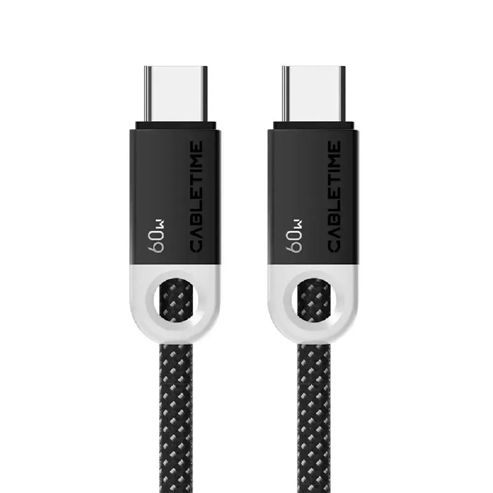 Cable USB-C a USB-C Trenzado CABLETIME CUP4H | Carga Rápida 60W, 1 Metro, Negro
