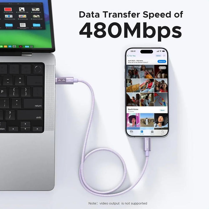 Cable de carga Ugreen Uno L509, USB-C a USB-C, morado - Achorao