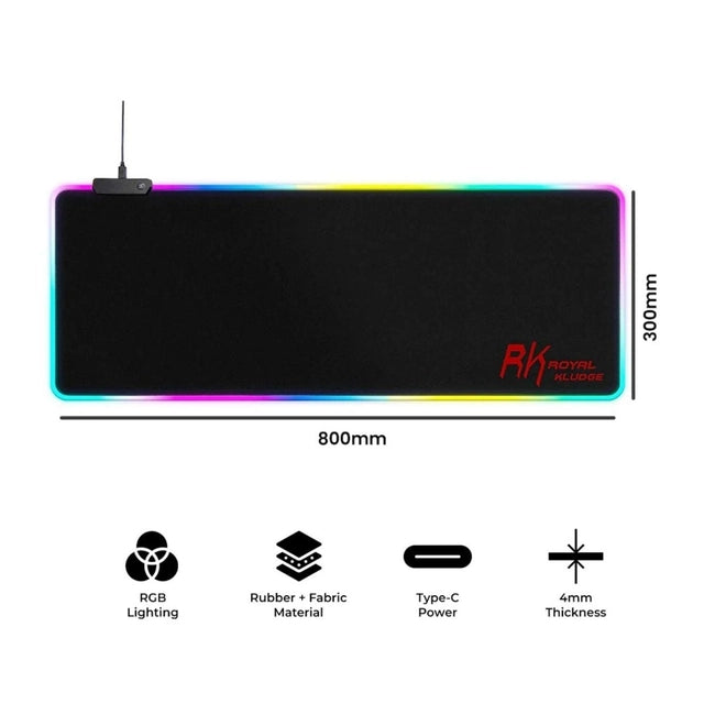 Mouse Pad Royal Kludge RGB, 800 X 300 X 4 mm