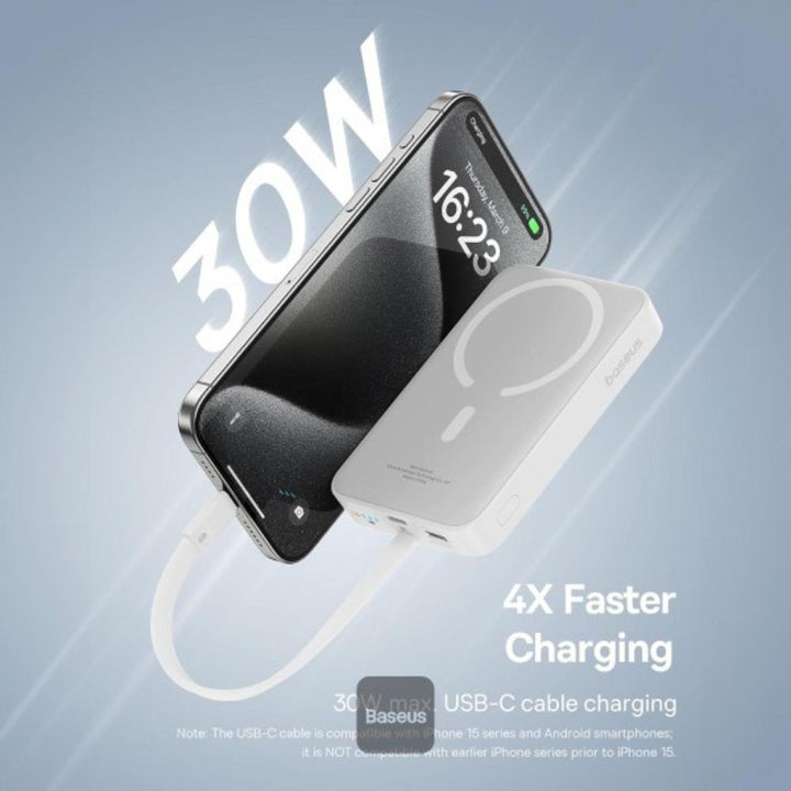 Mini PowerBank inalámbrico magnético Baseus, 10000 mAh, 30W Carga rápida, con cable tipo C