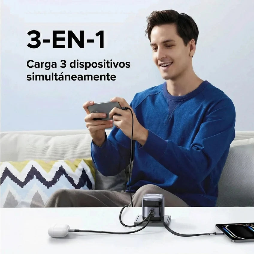 Cargador rápido UGREEN 45W GaN gris con cable retráctil X614 65821