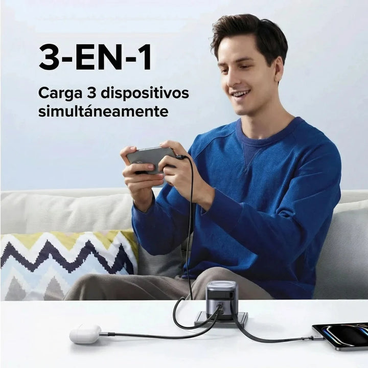 Cargador rápido UGREEN 45W GaN gris con cable retráctil X614 65821