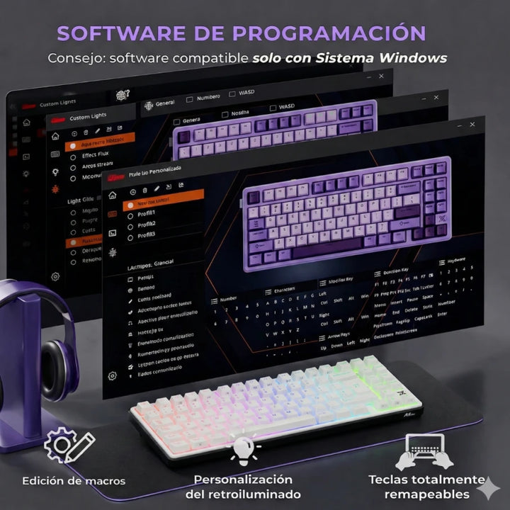 Teclado gamer mecánico Royal Kludge RK X87, cableado - Achorao