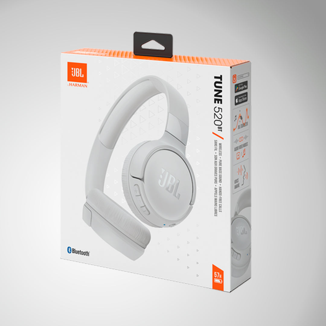 JBL Auriculares Tune 520BT, inálambricos por Bluetooth, 57 horas de reproducción con Pure Bass, plegables - Achorao