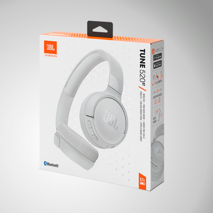 JBL Auriculares Tune 520BT, inálambricos por Bluetooth, 57 horas de reproducción con Pure Bass, plegables - Achorao