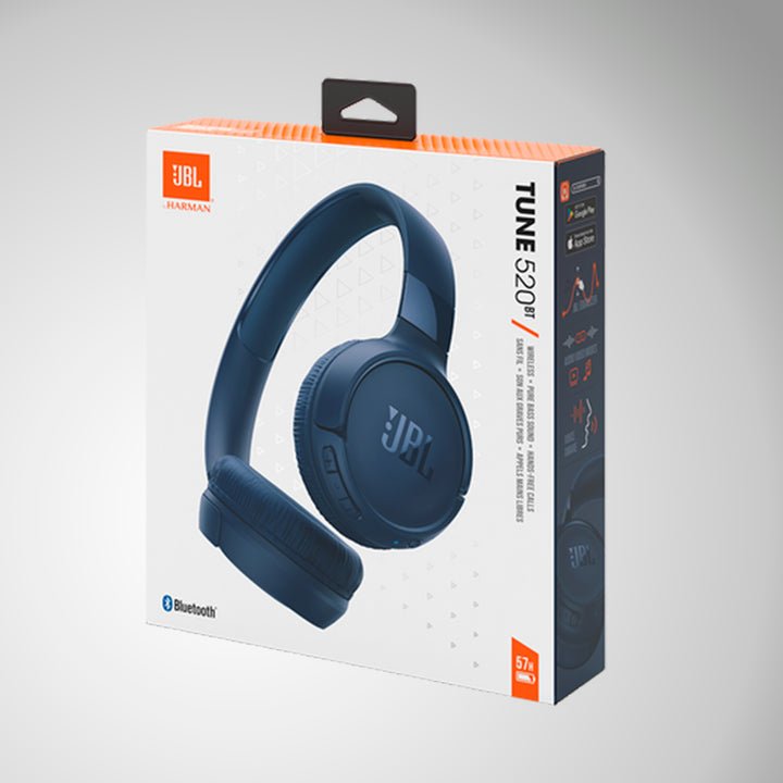 JBL Auriculares Tune 520BT, inálambricos por Bluetooth, 57 horas de reproducción con Pure Bass, plegables - Achorao