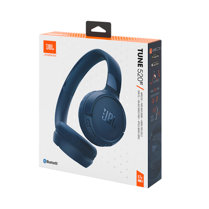 JBL Auriculares Tune 520BT, inálambricos por Bluetooth, 57 horas de reproducción con Pure Bass, plegables - Achorao