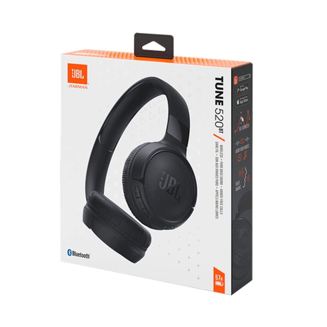 JBL Auriculares Tune 520BT, inálambricos por Bluetooth, 57 horas de reproducción con Pure Bass, plegables - Achorao
