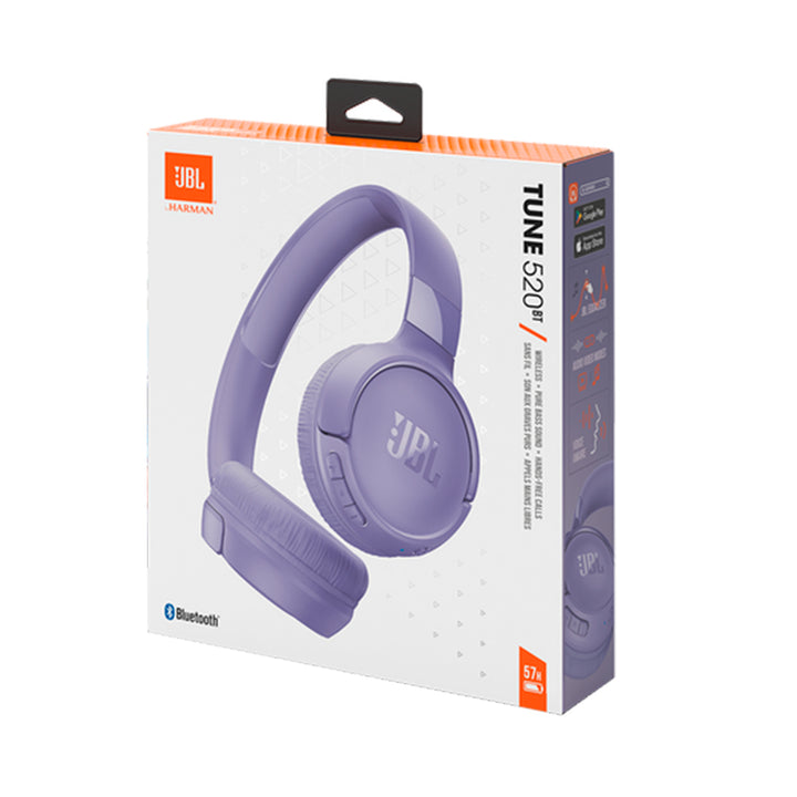 JBL Auriculares Tune 520BT, inálambricos por Bluetooth, 57 horas de reproducción con Pure Bass, plegables - Achorao