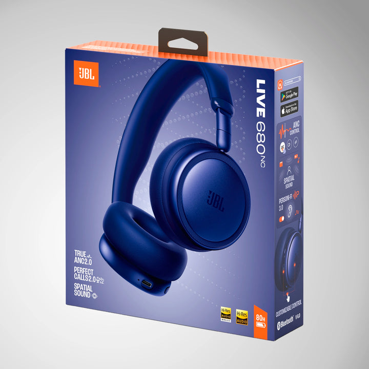 Audífonos inalámbricos JBL Live 680NC azules con cancelación de ruido adaptativa 2.0