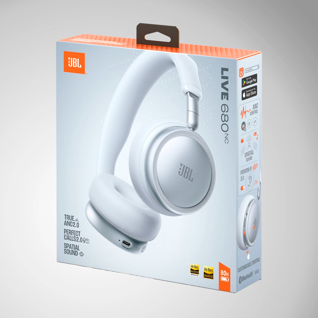 Audífonos inalámbricos JBL Live 680NC blancos con cancelación de ruido adaptativa 2.0