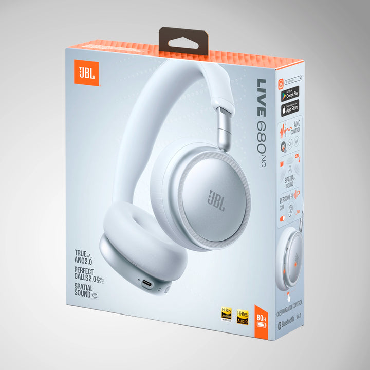 Audífonos inalámbricos JBL Live 680NC blancos con cancelación de ruido adaptativa 2.0