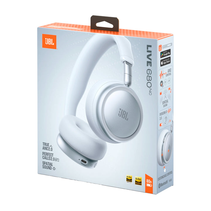 Audífonos inalámbricos JBL Live 680NC blancos con cancelación de ruido adaptativa 2.0
