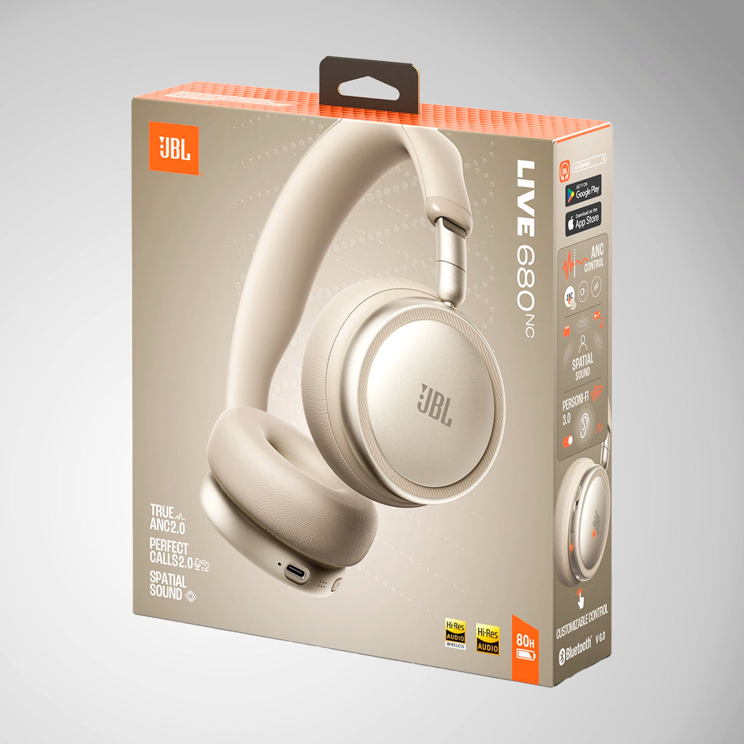 Audífonos inalámbricos JBL Live 680NC color arena con cancelación de ruido adaptativa 2.0