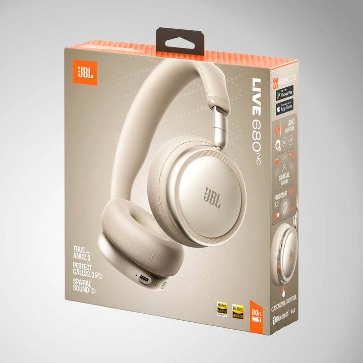 Audífonos inalámbricos JBL Live 680NC color arena con cancelación de ruido adaptativa 2.0
