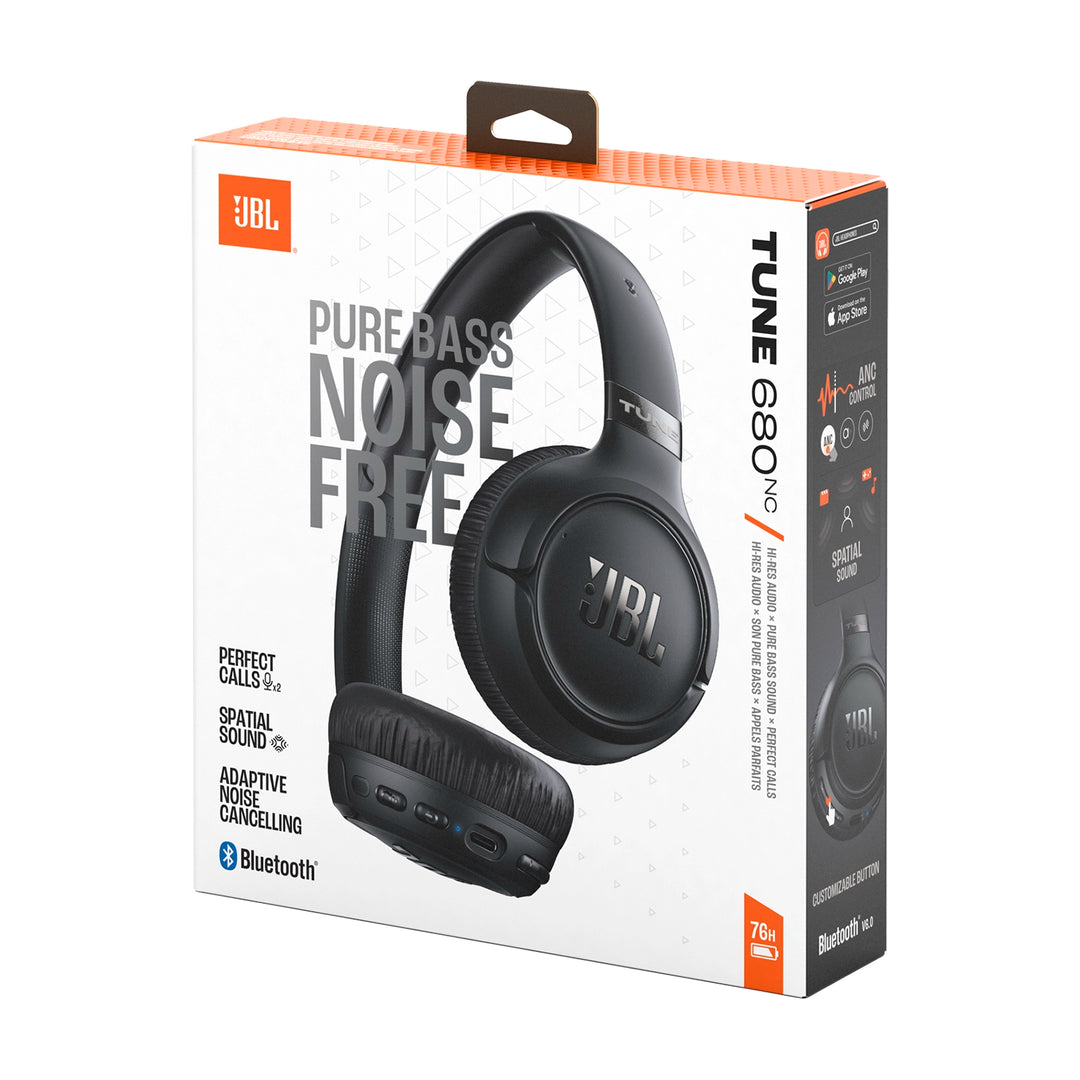 Audífonos inalámbricos JBL Tune 680NC negros con cancelación de ruido adaptativa