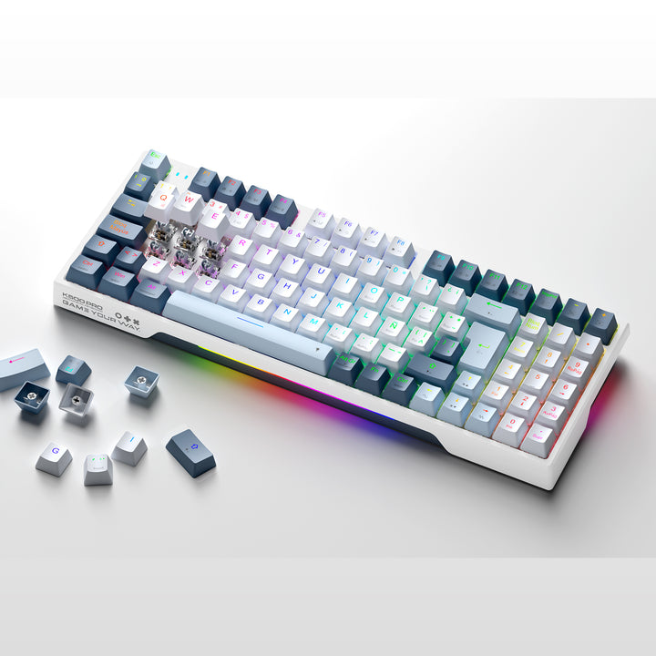 Teclado mecánico gamer MACHENIKE K500 PRO Stwich Plateado