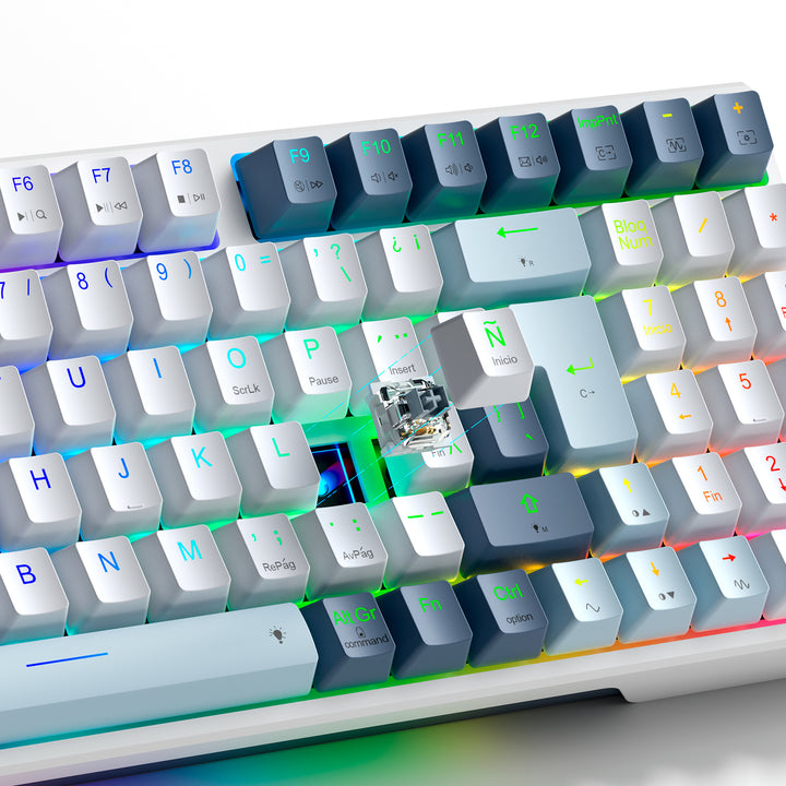 Teclado mecánico gamer MACHENIKE K500 PRO Stwich Plateado