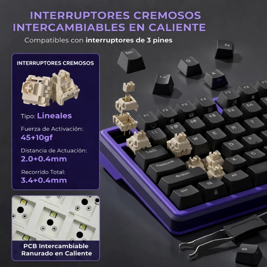 Teclado gamer mecánico Royal Kludge RK X87, cableado - Achorao