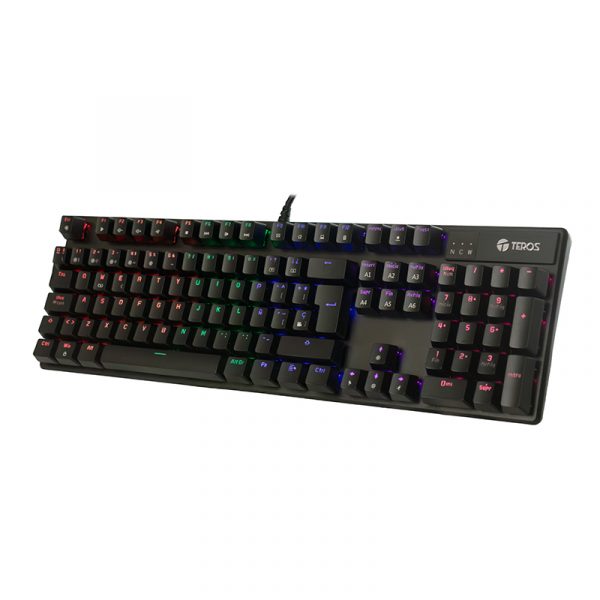 Teclado mecánico TE-4068G, retroiluminación rainbow, USB 2.0, español, color negro - Achorao